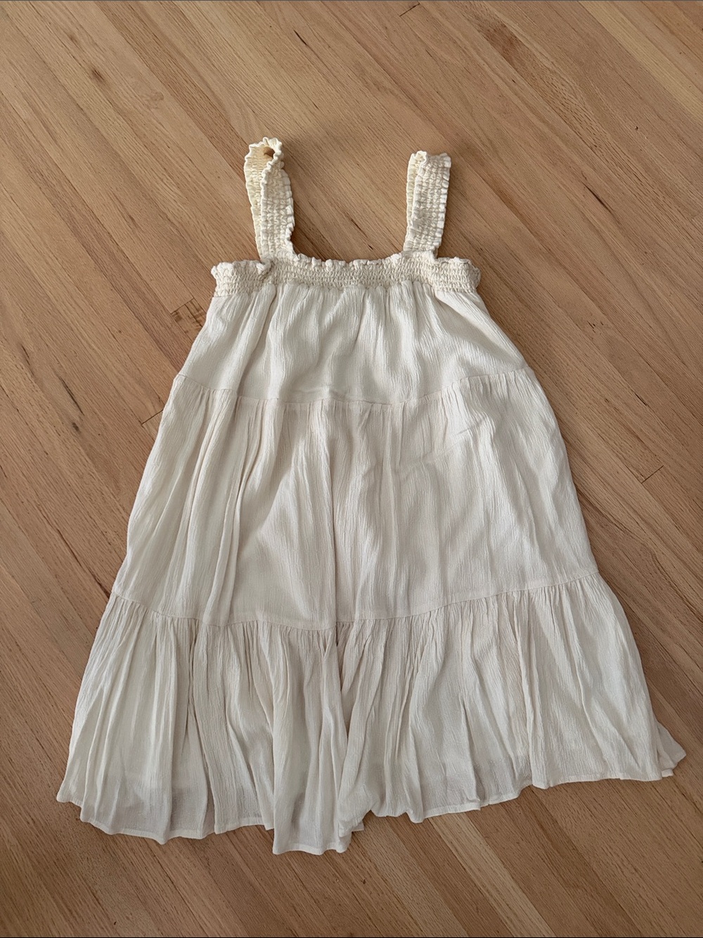 Like New - American Eagle Cream Tiered Sundress with Smocked Straps - Large - Picture 2 of 10